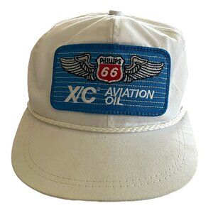 Vintage Phillips 66 X/C Aviation Oil Adjustable Baseball Hat Cap White K Product